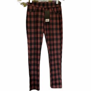 Yellete leg wear pink/black plaid work leggings
